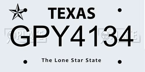 GPY4134 Texas License Plate