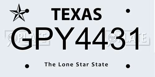 GPY4431 Texas License Plate