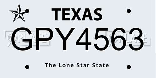 GPY4563 Texas License Plate