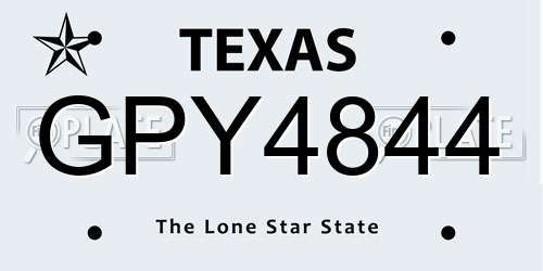 GPY4844 Texas License Plate