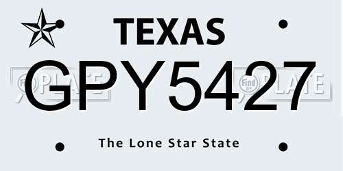 GPY5427 Texas License Plate