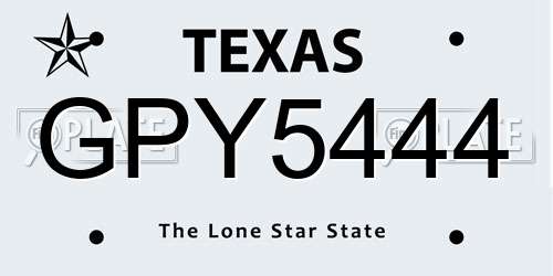 GPY5444 Texas License Plate