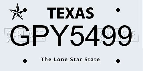 GPY5499 Texas License Plate