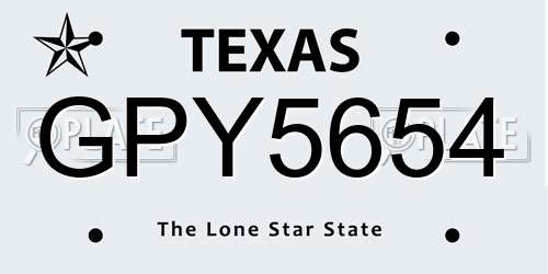GPY5654 Texas License Plate