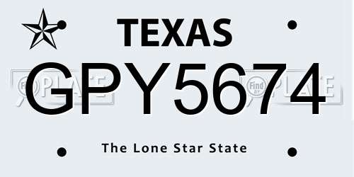 GPY5674 Texas License Plate