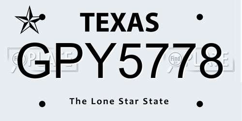 GPY5778 Texas License Plate