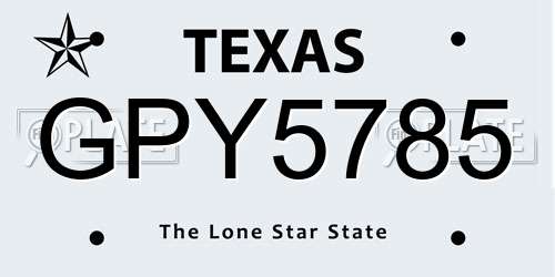 GPY5785 Texas License Plate