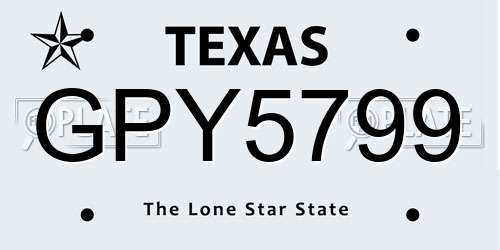 GPY5799 Texas License Plate