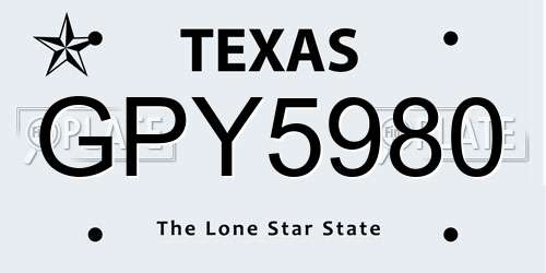 GPY5980 Texas License Plate