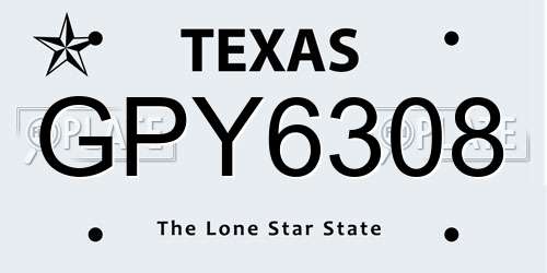 GPY6308 Texas License Plate