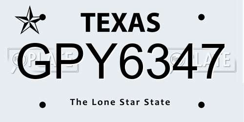GPY6347 Texas License Plate
