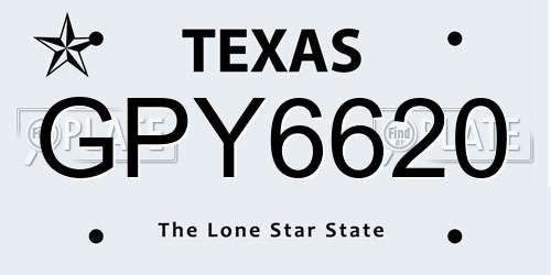GPY6620 Texas License Plate