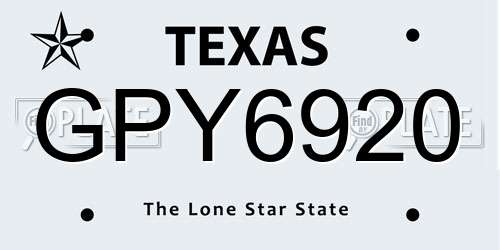 GPY6920 Texas License Plate