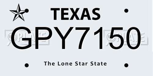 GPY7150 Texas License Plate