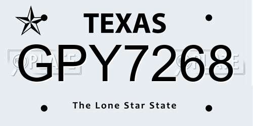 GPY7268 Texas License Plate