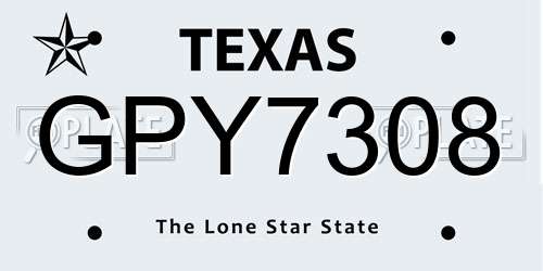 GPY7308 Texas License Plate