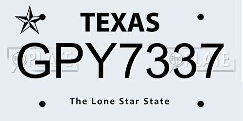 GPY7337 Texas License Plate