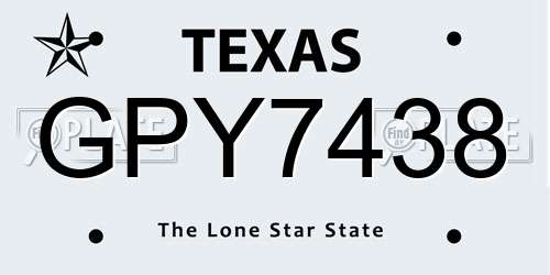 GPY7438 Texas License Plate