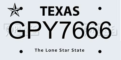 GPY7666 Texas License Plate
