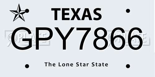 GPY7866 Texas License Plate
