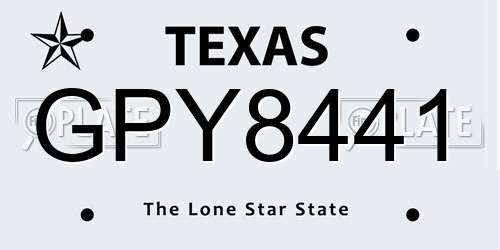 GPY8441 Texas License Plate