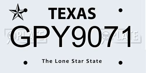 GPY9071 Texas License Plate
