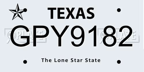 GPY9182 Texas License Plate