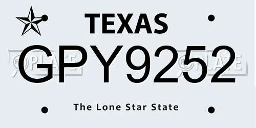 GPY9252 Texas License Plate