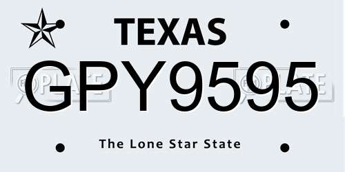 GPY9595 Texas License Plate