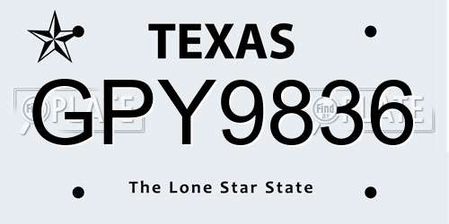 GPY9836 Texas License Plate