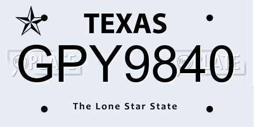 GPY9840 Texas License Plate
