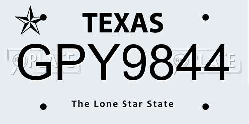 GPY9844 Texas License Plate