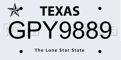 GPY9889 Texas License Plate