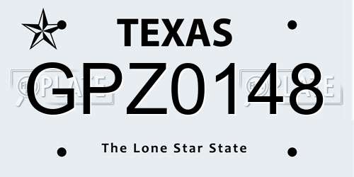 GPZ0148 Texas License Plate