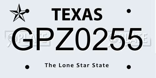 GPZ0255 Texas License Plate
