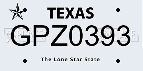 GPZ0393 Texas License Plate