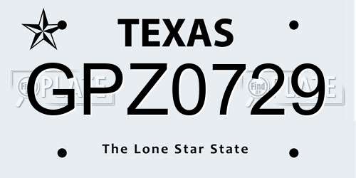 GPZ0729 Texas License Plate