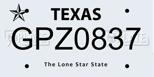 GPZ0837 Texas License Plate