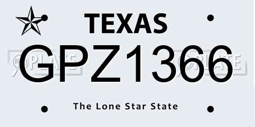 GPZ1366 Texas License Plate