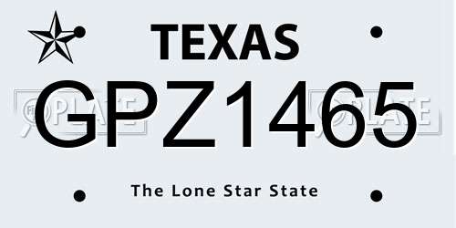 GPZ1465 Texas License Plate