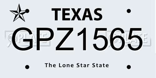 GPZ1565 Texas License Plate