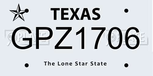 GPZ1706 Texas License Plate