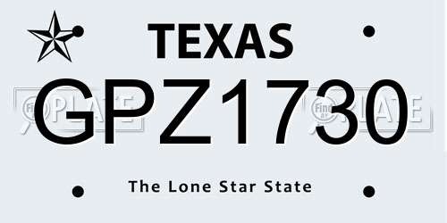GPZ1730 Texas License Plate