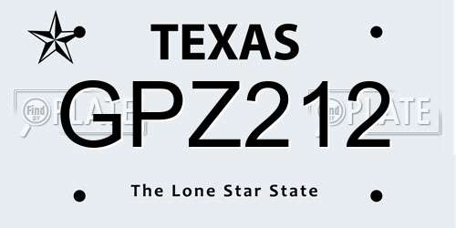 GPZ212 Texas License Plate