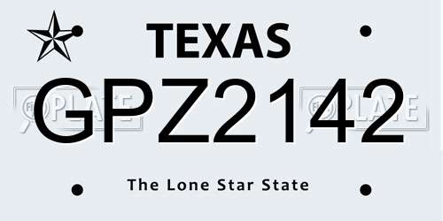 GPZ2142 Texas License Plate