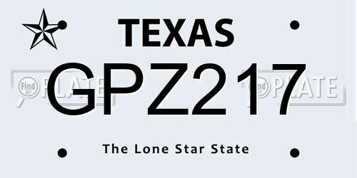 GPZ217 Texas License Plate