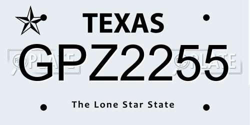 GPZ2255 Texas License Plate