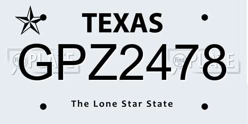 GPZ2478 Texas License Plate