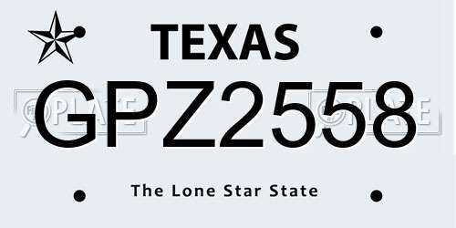 GPZ2558 Texas License Plate