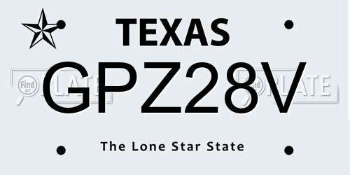 GPZ28V Texas License Plate